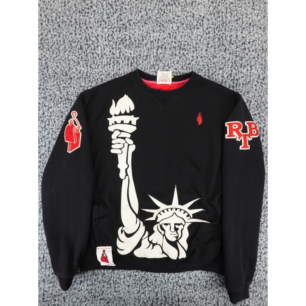 Red Tag Brand Statue of Liberty‎ Graphic Sweatshirt Mens 2XL Black Crewneck RTB